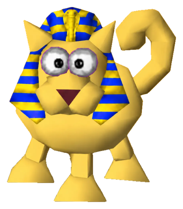 Pharaoh Cat in a striped headdress with a cobra crown